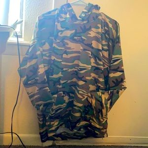 Medium, unisex, lightweight camo hoodie.
